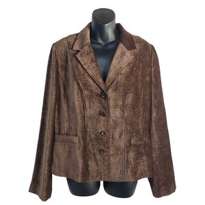 Croft & Barrow Women's Brown Chenille Blazer Jacket Size 12